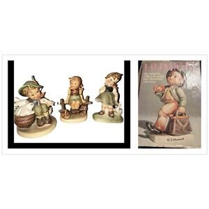 VTG Hummel Figurine lot of 4 Just Resting, Be Patient, playmates Figure Book